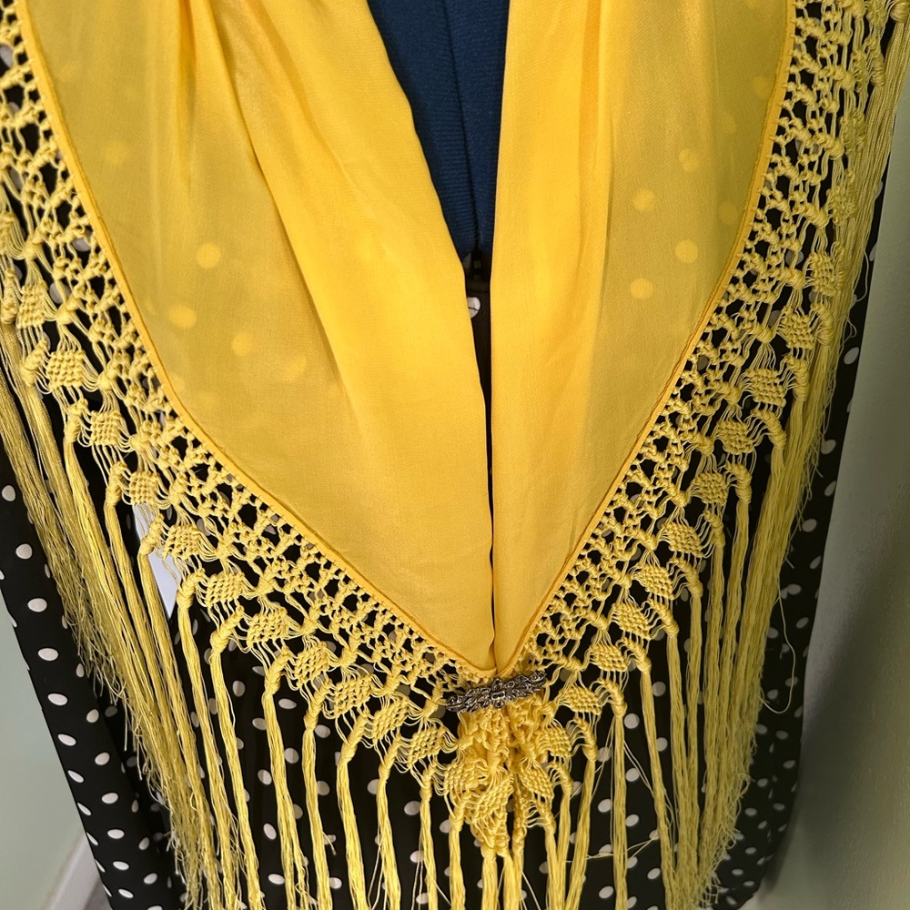 Silk Flamenco Pico/Mantoncillo with Flecos and Brooch